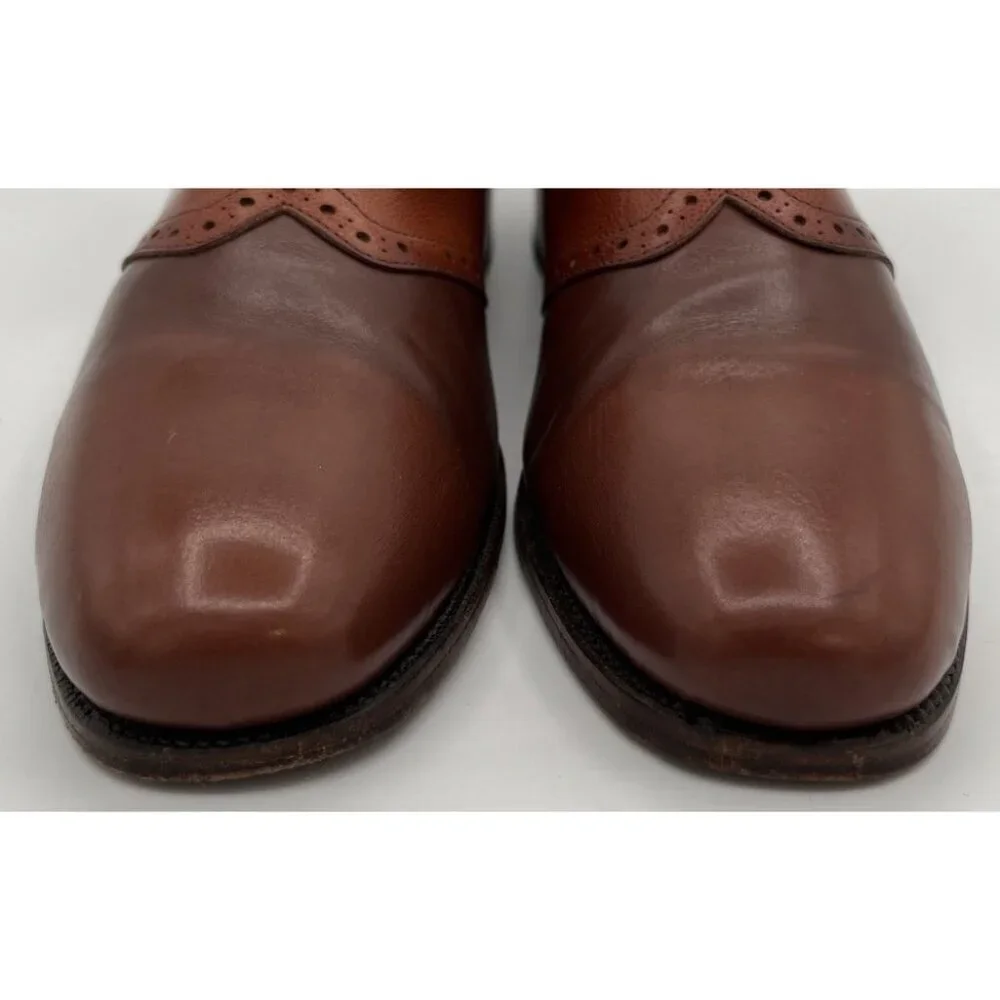 Allen Edmonds Monte Carlo Size 9AA Brown Leather & Snakeskin Derby Dress Shoes